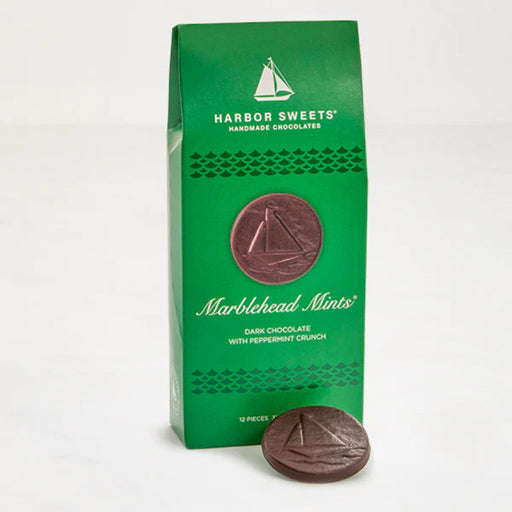 It depicts a classic sailboat floating on a sea of dark chocolate delicately flavored with peppermint starlights.