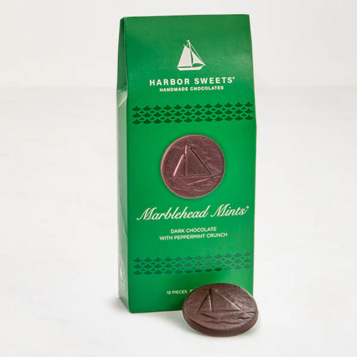It depicts a classic sailboat floating on a sea of dark chocolate delicately flavored with peppermint starlights.