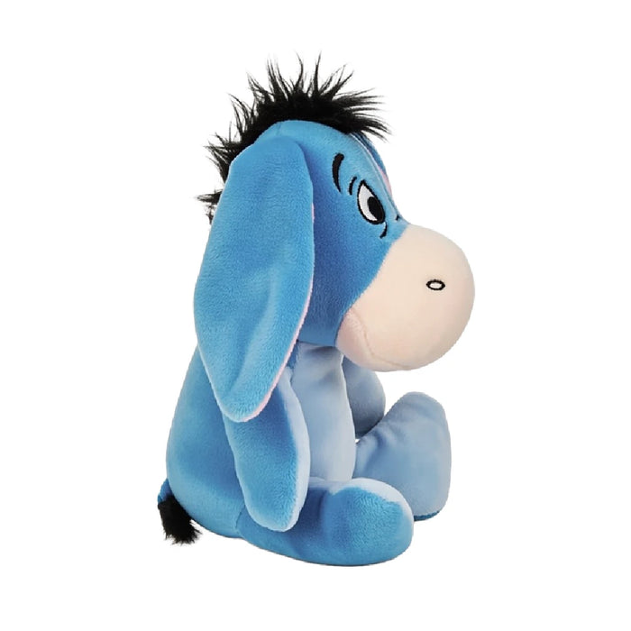 A soft stuffed animal with a charming blue and pink nose, perfect for cuddling and companionship.