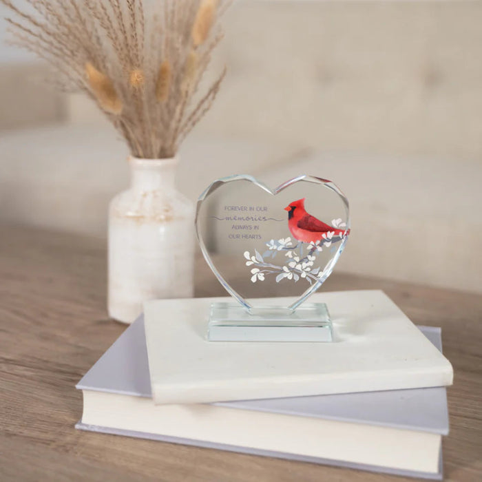 The Pavilion Gift Co In Our Hearts 4 Crystal Heart Plaque features a beautiful heart shape crafted in clear crystal.