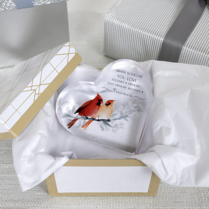 The Pavilion Gift Co Treasure 3.5" Acrylic Heart Plaque features a charming heart shape crafted in clear acrylic.