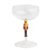 Decorative wine glass with a nutcracker handle on a white background