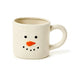 White mug with a snowman face design on a white background