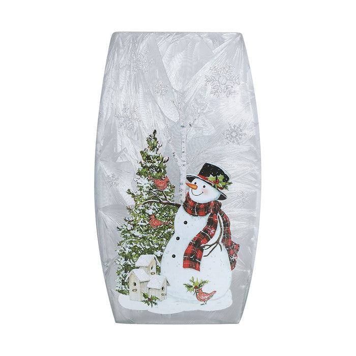 4.5" x 7.8" Snowy Frost Songbird LED Glass Vase - 4.5" x 7.8" Snowy Frost Songbird LED Glass Vase