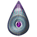 Decorative purple teardrop with intricate patterns on a white background