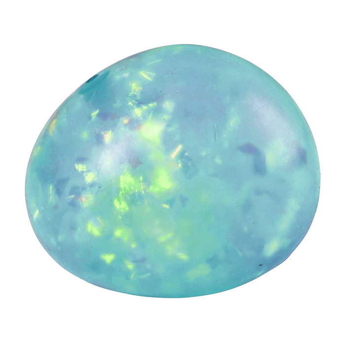 Opal stone with green and blue fluorescence on a white background
