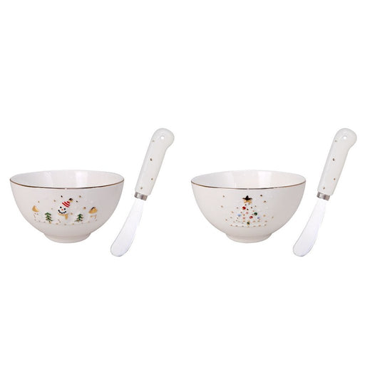 5" Castleton Christmas Dip Bowl with Spreader - Assorted by style - 5" Castleton Christmas Dip Bowl with Spreader - Assorted by style