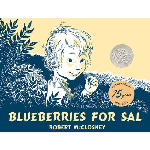 A basket of fresh blueberries with a sign that reads "Blueberries for Sale" in a sunny outdoor setting.