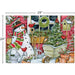 Christmas-themed puzzle with a snowman, tree, and festive elements on a white background.