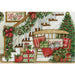 Decorative Christmas scene with a bench, tree, and presents on a white background