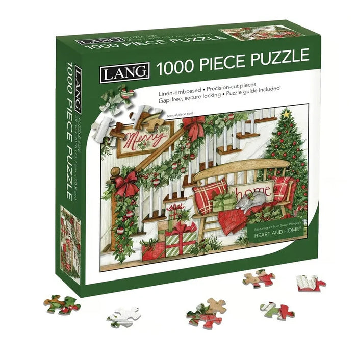 Boxed Lang 1000 piece puzzle with Christmas-themed design