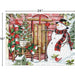 Christmas-themed puzzle with a snowman, tree, and cabin design, featuring dimensions 24" x 18".