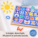A wooden puzzle set with letters and numbers, promoting interactive learning for young children.