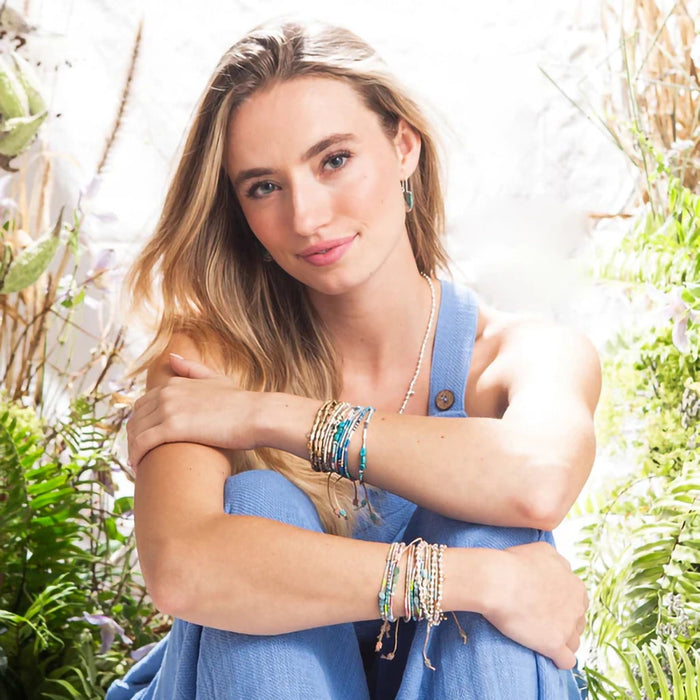 Scout Curated Wears : Mixed Media Bracelet - Harmony/Blue Howlite/Gold at Annie's Hallmark