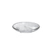 A white plate showcasing a sand dollar pattern, elegantly designed.