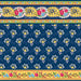A vibrant blue and yellow floral pattern featuring various flowers against a contrasting background.