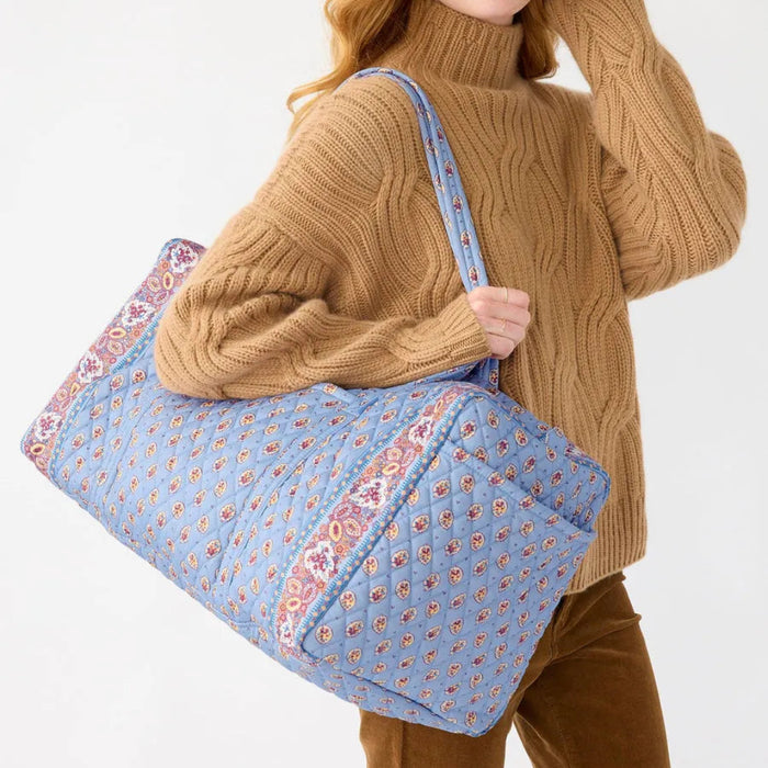 Vera Bradley Large Original Duffel Bag in Blue Leaf pattern
