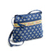  Blue floral print crossbody bag made from soft fabric, featuring a stylish and functional design for everyday use.
