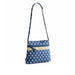 Soft fabric crossbody bag with a blue floral print, ideal for adding a touch of style to any outfit.
