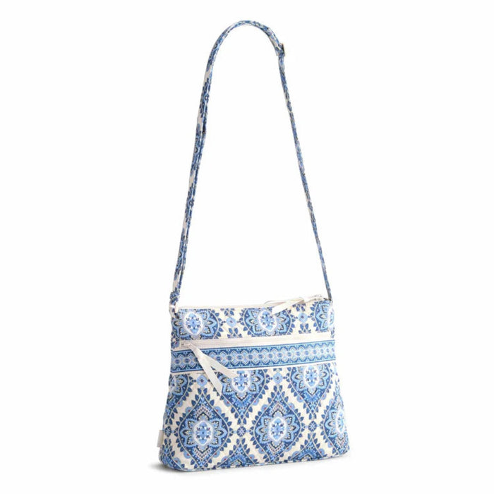 Vera Bradley Original Zip Hipster Crossbody Bag in Cambridge Blues with colorful floral pattern and multiple zippered storage compartments.