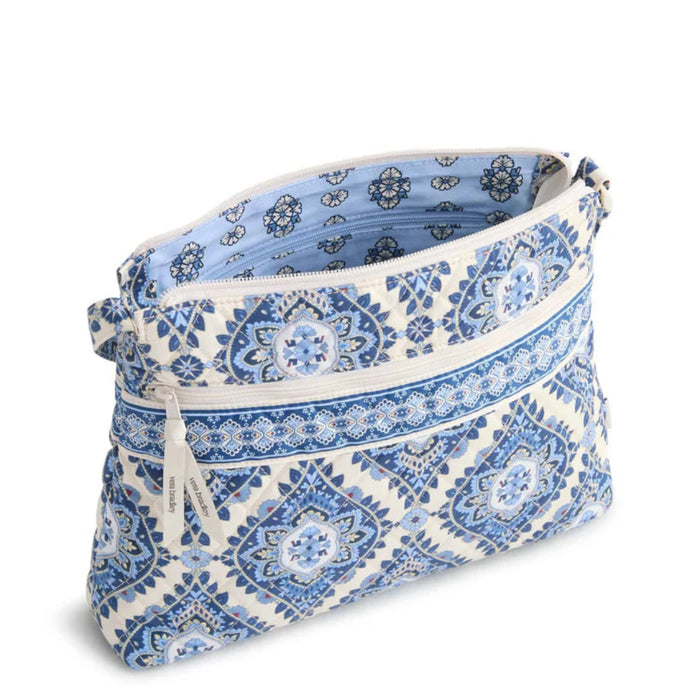 Vera Bradley Original Zip Hipster Crossbody Bag in Cambridge Blues with colorful floral pattern and multiple zippered storage compartments.