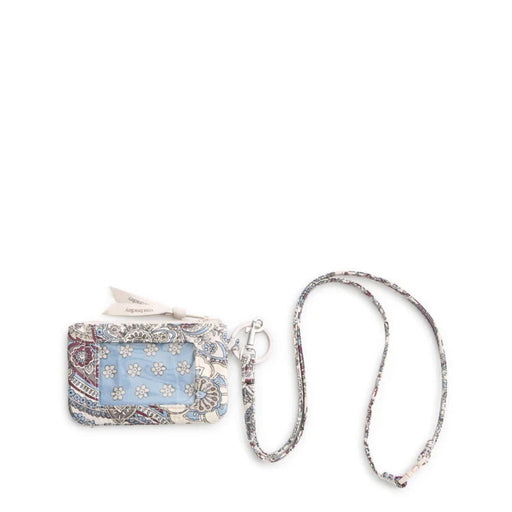 Vera Bradley Zip ID Pouch in Neutral Rhapsody with elegant floral pattern, secure zip closure, and clear ID holder.