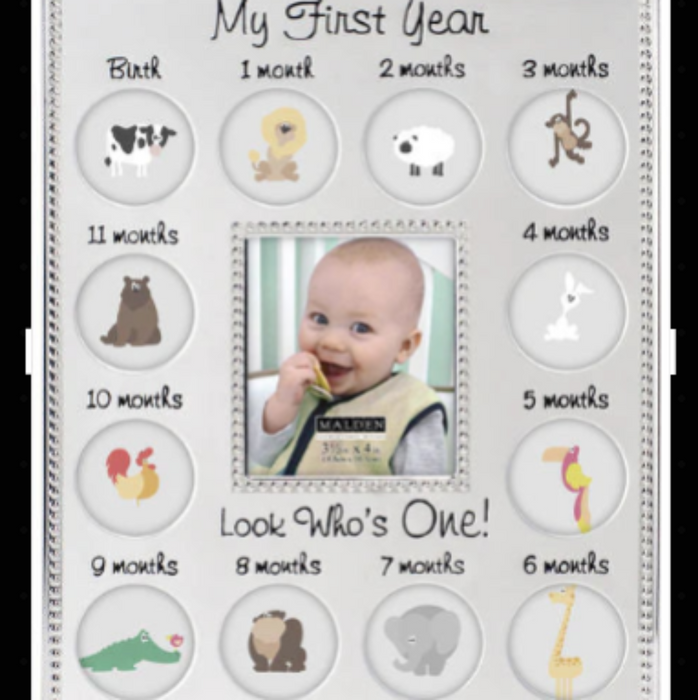 My First Years Beaded Two Tone Silver Metal Photo Frame