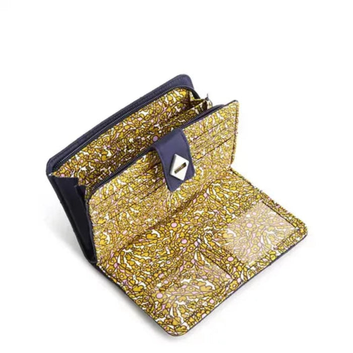 Vera Bradley Peacoat Turnlock Wallet with multiple slip pockets