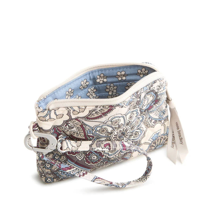 Vera Bradley Clip & Zip Wristlet in Neutral Rhapsody pattern with compact zippered design and convenient clip.