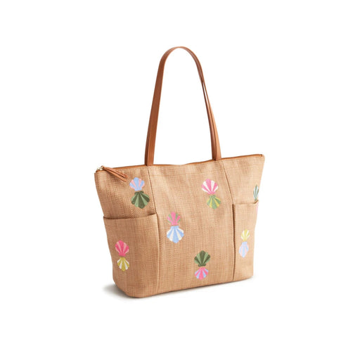 Jute tote bag featuring a vibrant floral design, perfect for eco-friendly shopping or casual outings.