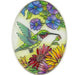 This handcrafted stained glass suncatcher features a stunning hummingbird design in rich, jewel-toned art glass.