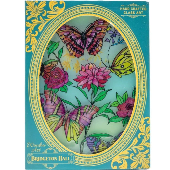 This Bridgeton Hall Butterfly Stained Glass Window Hanging Suncatcher and transform any window into a stunning display of color.