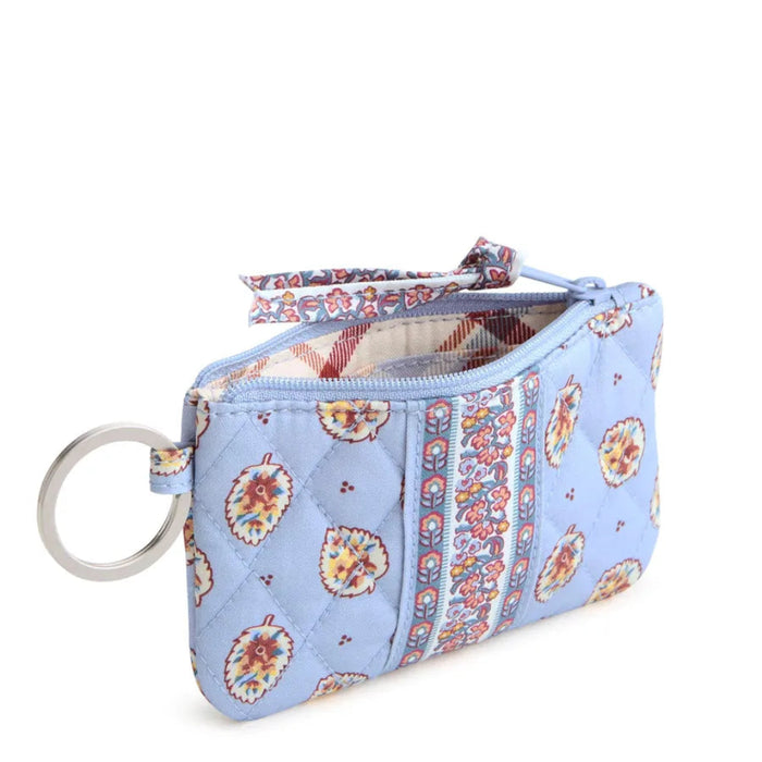 Vera Bradley Zip ID Pouch with Breakaway Lanyard in Blue Leaf botanical pattern