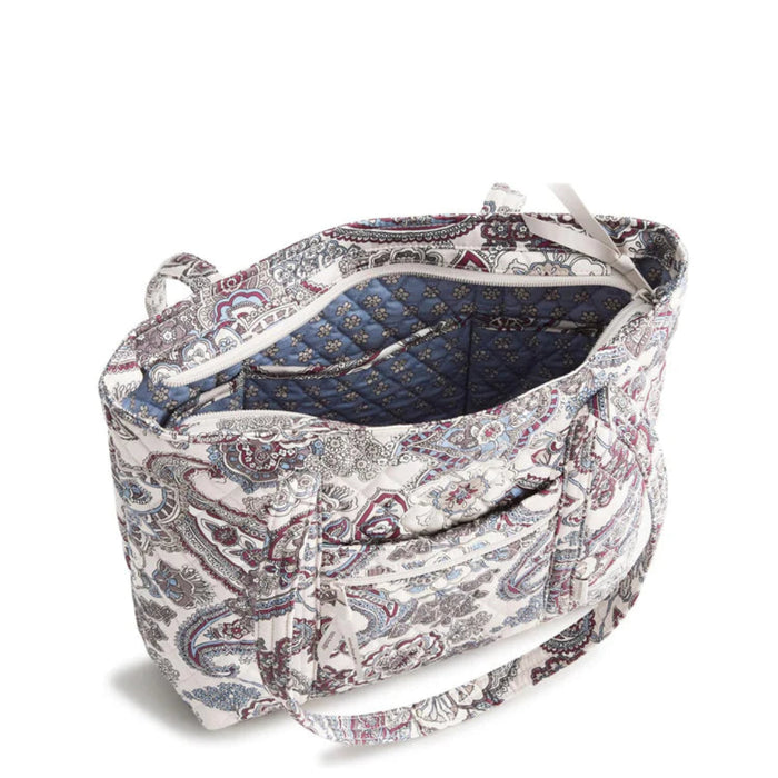 Vera Bradley Small Original Vera Tote in Neutral Rhapsody print featuring quilted cotton fabric, secure zip-top closure, multiple interior and exterior pockets, and comfortable shoulder straps, ideal for everyday organization, shopping, work, and travel.