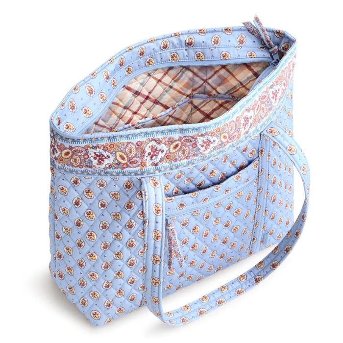 Vera Bradley Original Vera Tote in Blue Leaf botanical pattern