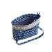 Floral patterned tote bag in blue and white, combining functionality and style for daily activities.