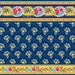 A vibrant blue and yellow floral pattern featuring various flowers against a contrasting background.  