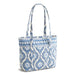 Vera Bradley Small Original Vera Tote in Cambridge Blues print featuring quilted cotton construction, zip-top closure, exterior and interior organizational pockets, and comfortable shoulder straps, perfect for everyday essentials, work, shopping, and travel.