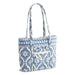 Vera Bradley Small Original Vera Tote in Cambridge Blues print featuring quilted cotton construction, zip-top closure, exterior and interior organizational pockets, and comfortable shoulder straps, perfect for everyday essentials, work, shopping, and travel.