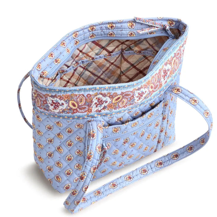 Vera Bradley Small Original Vera Tote in Blue Leaf botanical pattern