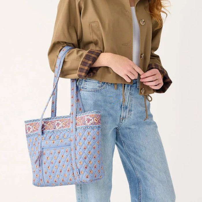 Vera Bradley Small Original Vera Tote in Blue Leaf botanical pattern