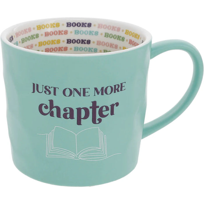  The Pavilion Gift Co One More Chapter 16 oz Mug features a playful design that celebrates the joy of getting lost in a great book. 