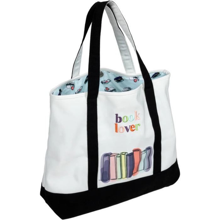 The Pavilion Gift Co Book Lover Canvas Tote Bag features a charming book-themed design that every reader will adore.