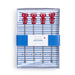 Lobster skewers arranged neatly in a takeout box, showcasing their vibrant color and appetizing presentation.