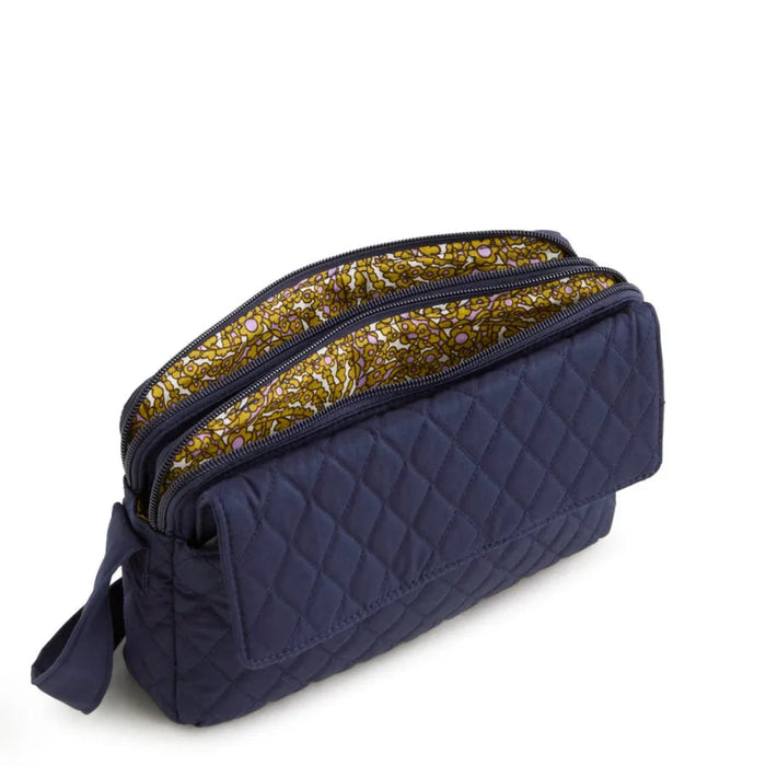 Vera Bradley Tasha Triple Compartment Crossbody bag in Peacoat navy with multiple compartments and adjustable strap.