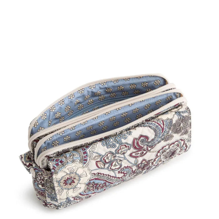 Vera Bradley Tasha Triple Compartment Crossbody in Neutral Rhapsody pattern with multiple compartments and adjustable strap.