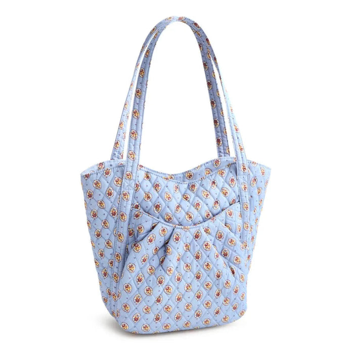 Vera Bradley Amanda Shoulder Bag in Blue Leaf pattern with a spacious design and comfortable shoulder strap.
