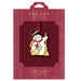 Beacon Design Christmas ornament packaging with a snowman design on a red background