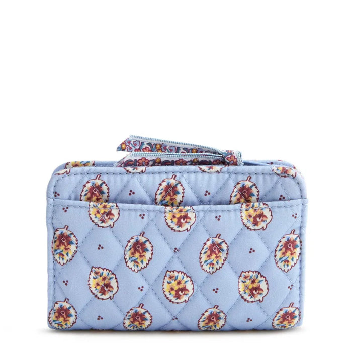 Vera Bradley Small Turnlock Wallet in Blue Leaf pattern with a compact design and convenient turnlock closure.