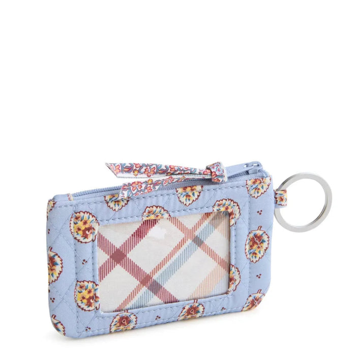 Vera Bradley Zip ID Case in Blue Leaf floral pattern with a secure zip closure and convenient ID window.